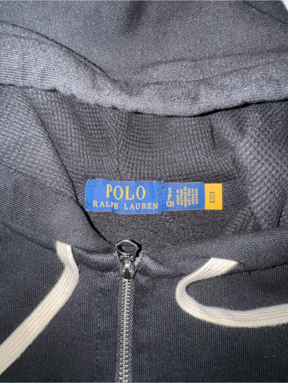 Polo by Ralph Lauren Black Zip-Up Hoodie with Red Pony